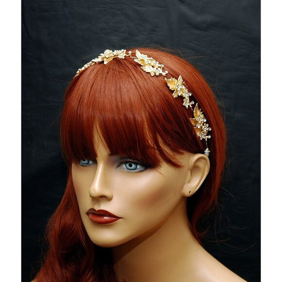 Wedding Bridal Headpiece Gold Tone main image 4